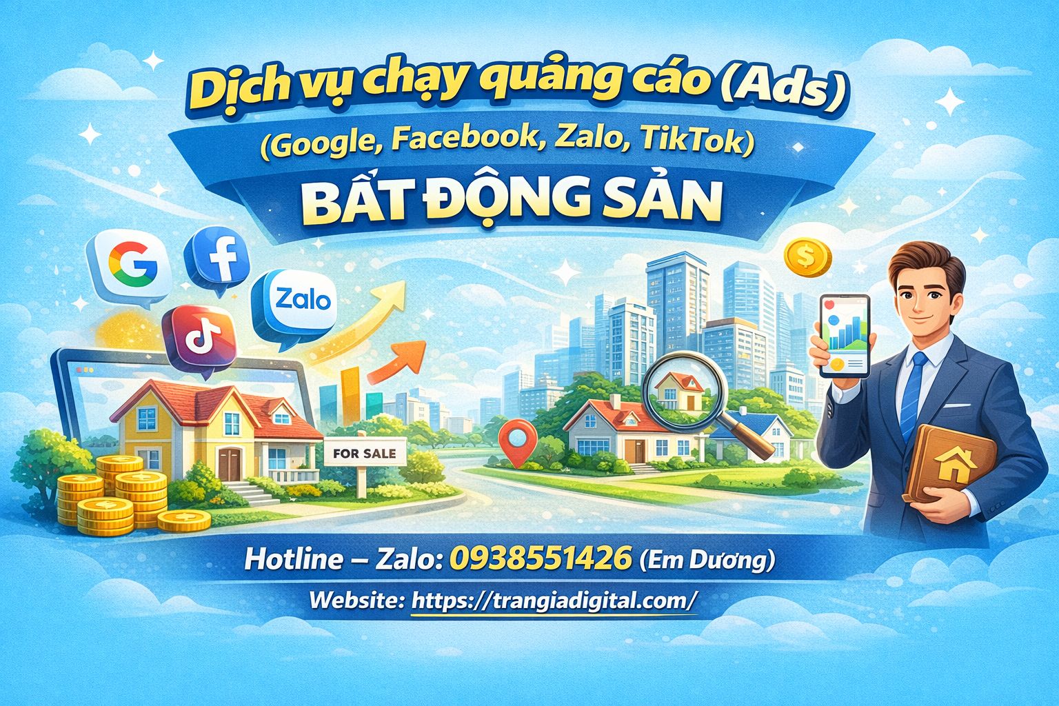 Dịch vụ chạy quảng cáo (Ads) (Google, Facebook, Zalo, TikTok) bất động sản