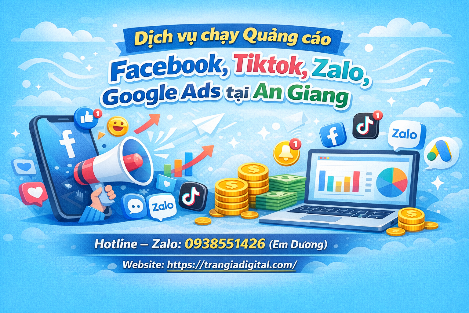 Dịch vụ chạy quảng cáo facebook, tiktok, zalo, google ads tại An Giang