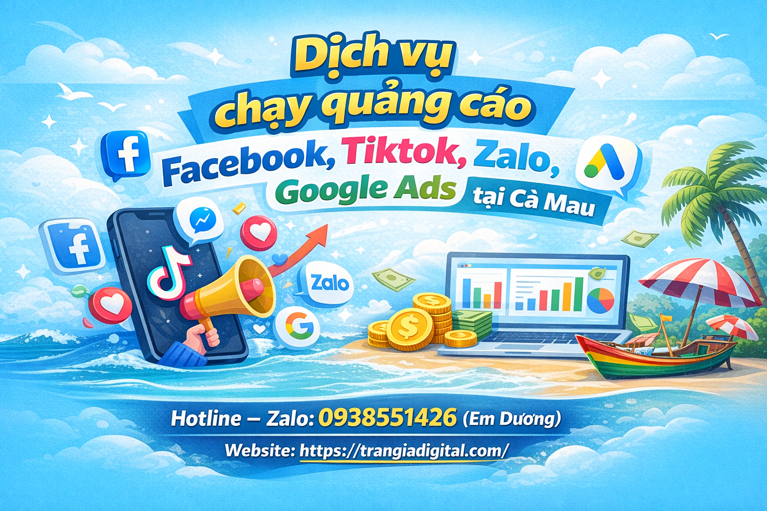 Dịch vụ chạy quảng cáo facebook, tiktok, zalo, google ads tại Cà Mau
