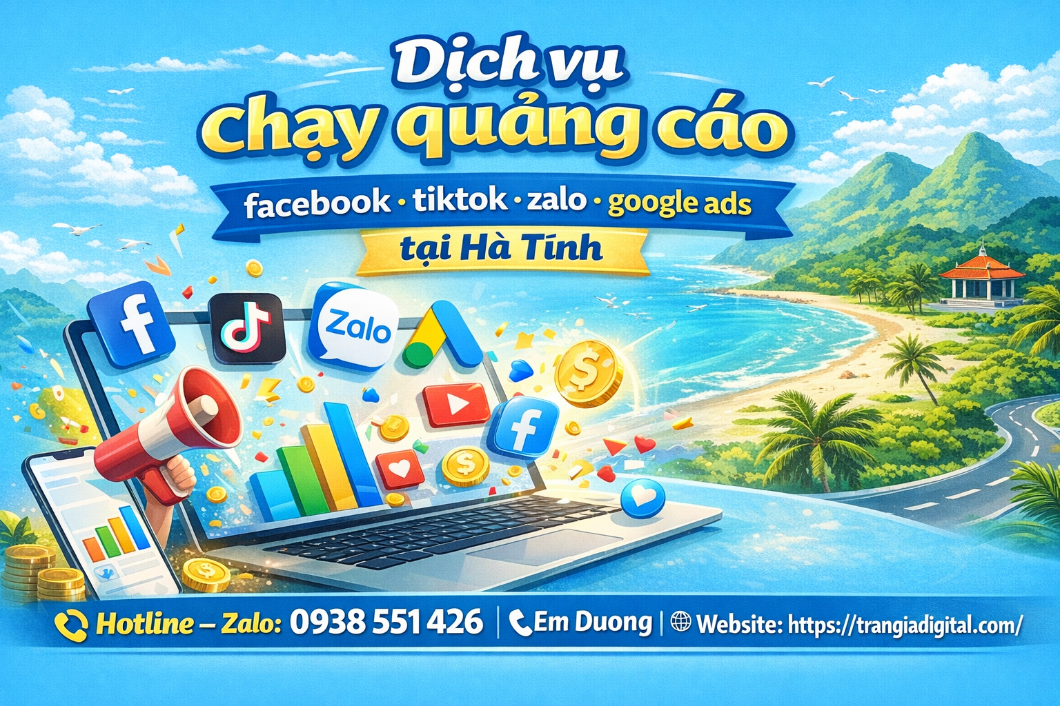 Dịch vụ chạy quảng cáo facebook, tiktok, zalo, google ads tại Hà Tĩnh