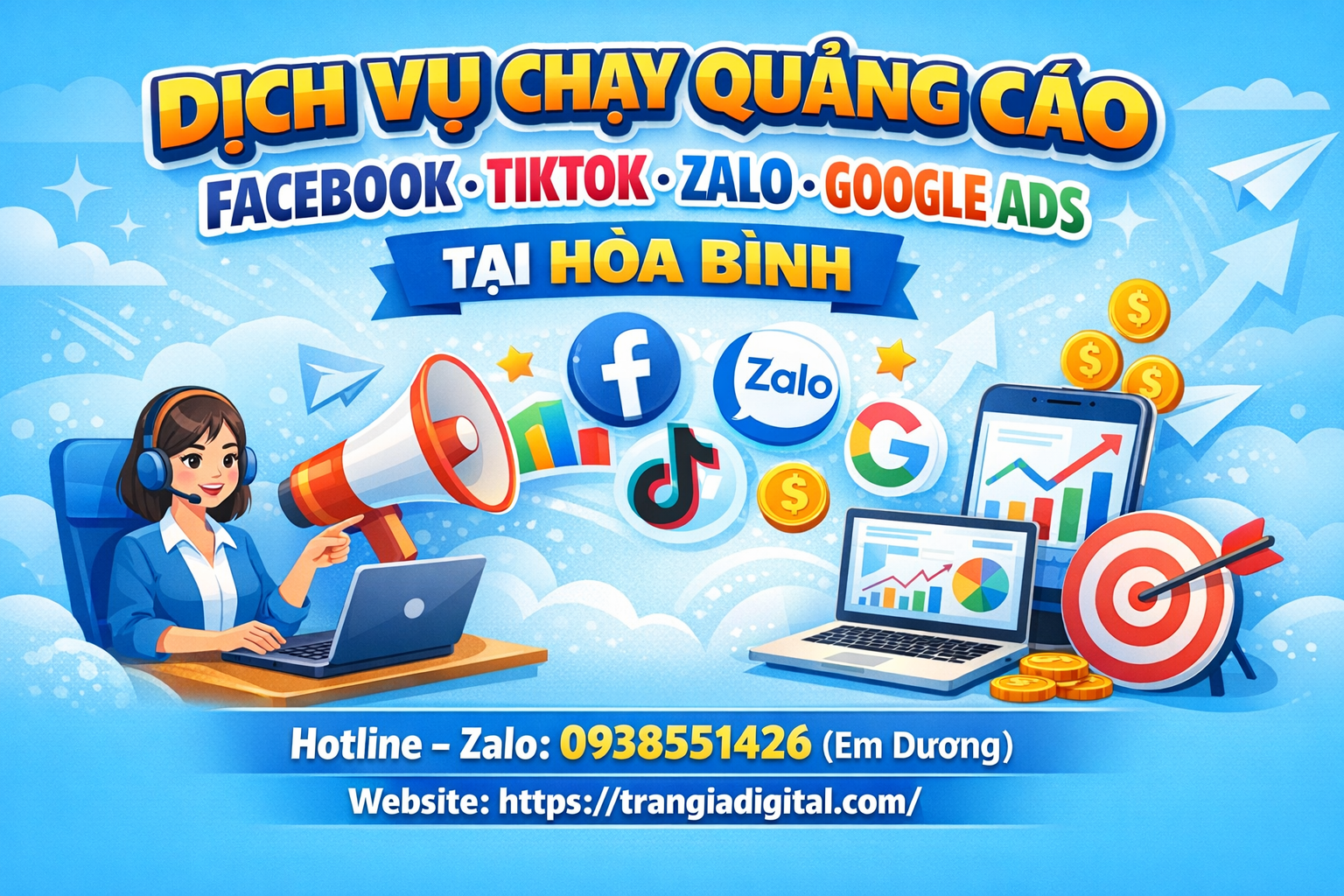 Dịch vụ chạy quảng cáo facebook, tiktok, zalo, google ads tại Hòa Bình