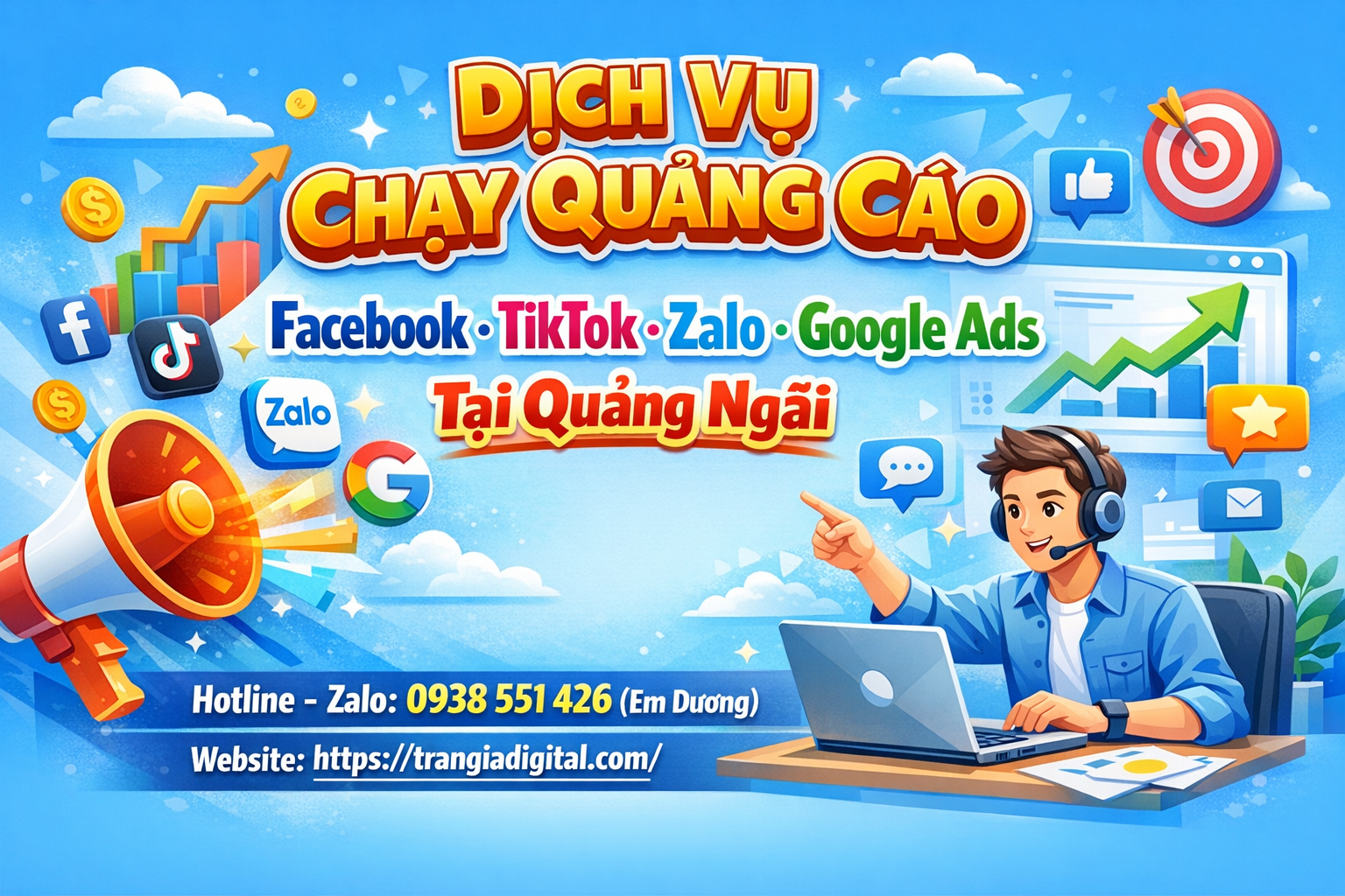 Dịch vụ chạy quảng cáo facebook, tiktok, zalo, google ads tại Quảng Ngãi