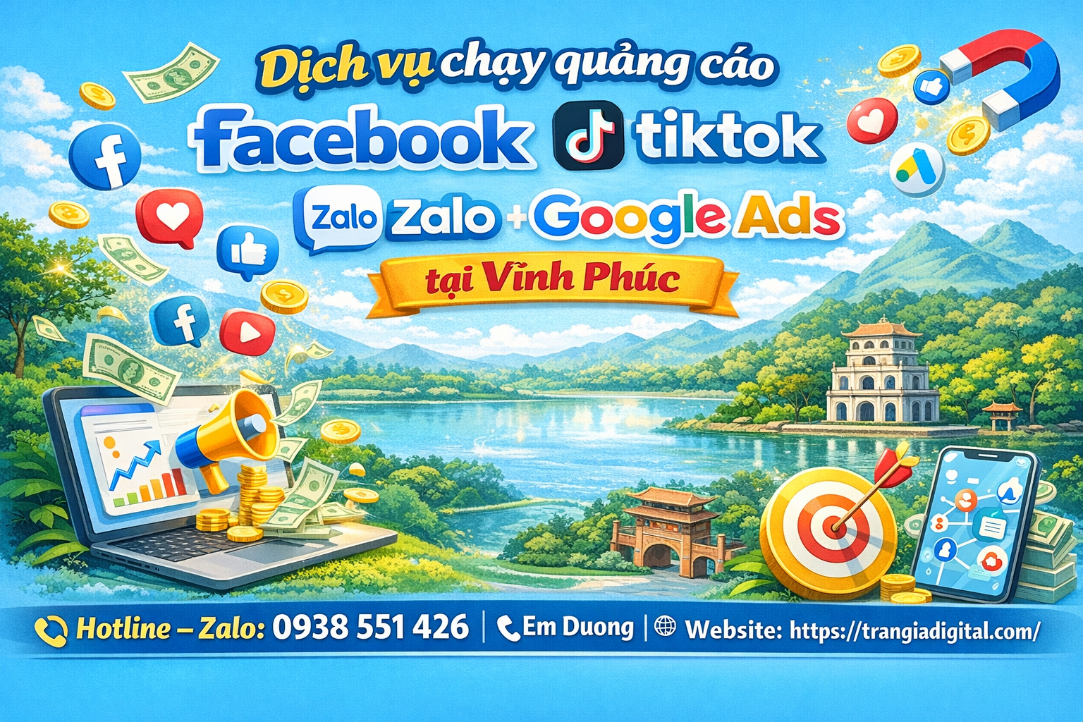 Dịch vụ chạy quảng cáo facebook, tiktok, zalo, google ads tại Vĩnh Phúc