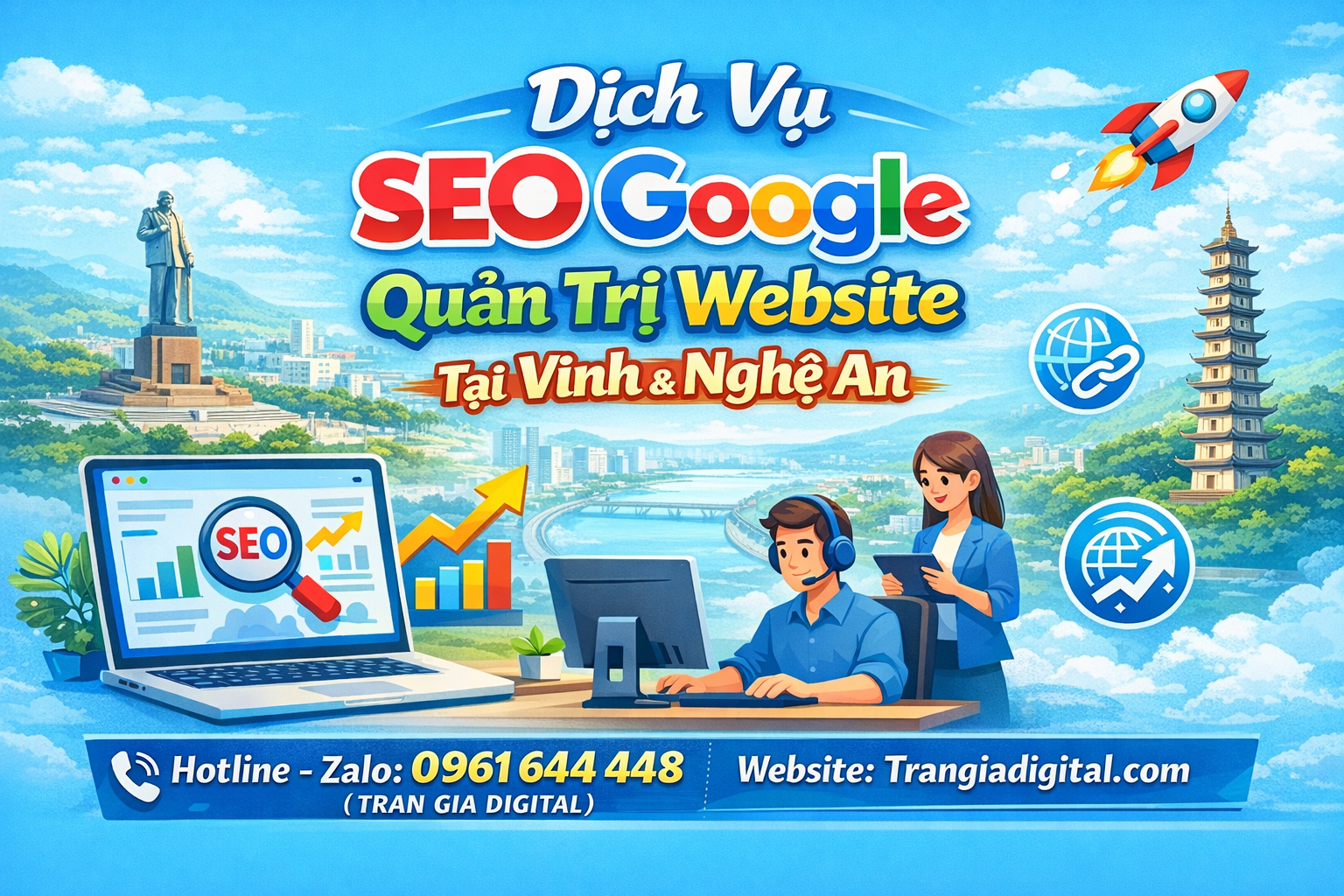 Dịch Vụ SEO Google, Quản Trị Chăm Sóc Website Tại Vinh và Nghệ An
